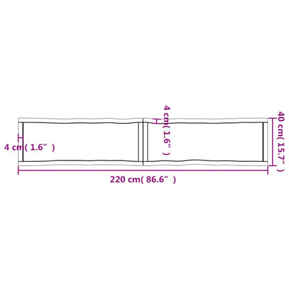 Piano Tavolo Marrone Scuro 220x40x(2-4)cm Rovere Non Trattato - homemem39