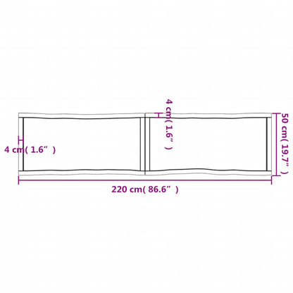 Piano Tavolo Marrone Scuro 220x50x(2-4)cm Rovere Non Trattato - homemem39