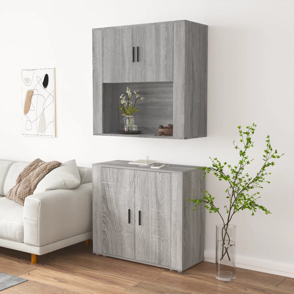 Credenza Grigio Sonoma in Legno Multistrato - homemem39