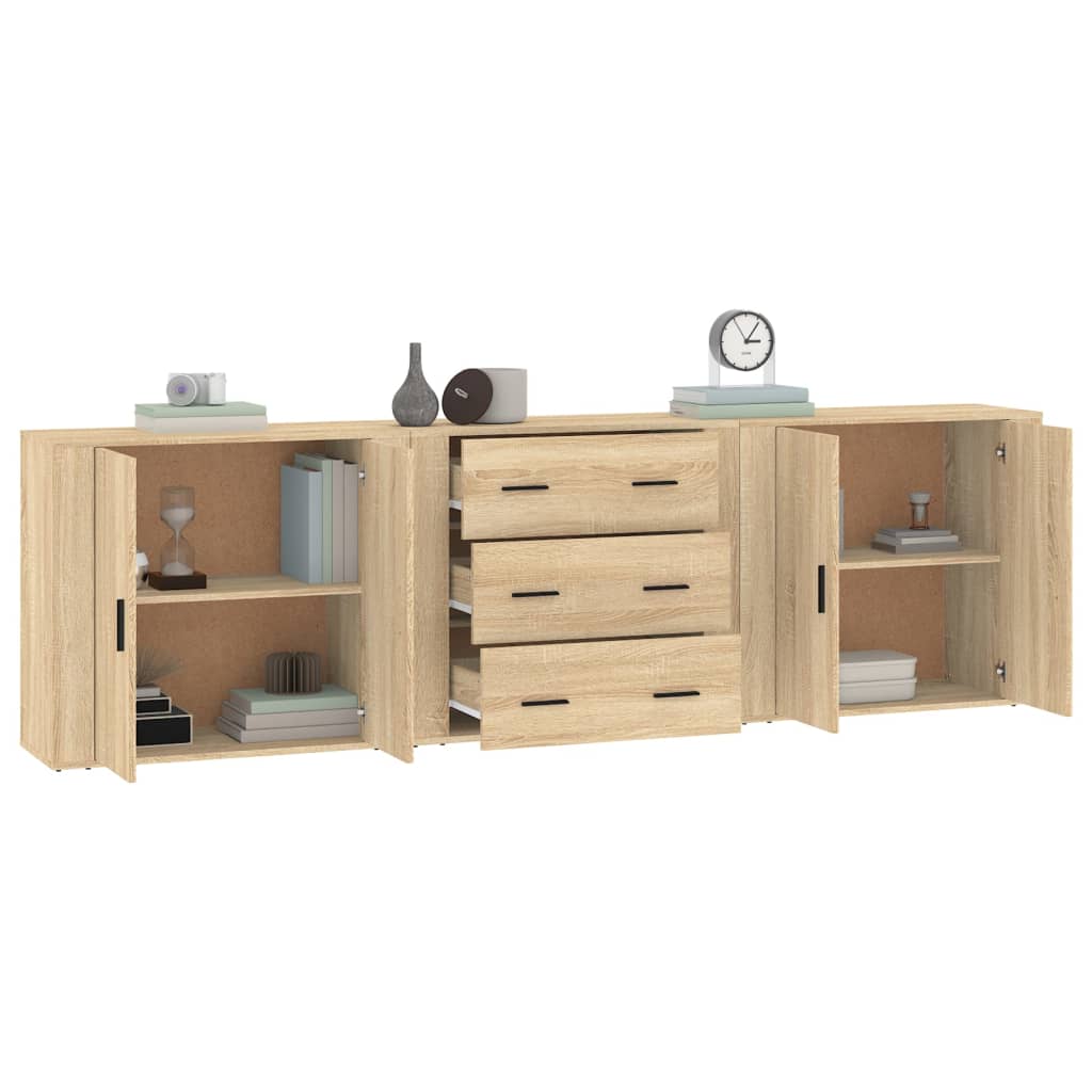 Credenze 3 pz Rovere Sonoma in Legno Multistrato - homemem39