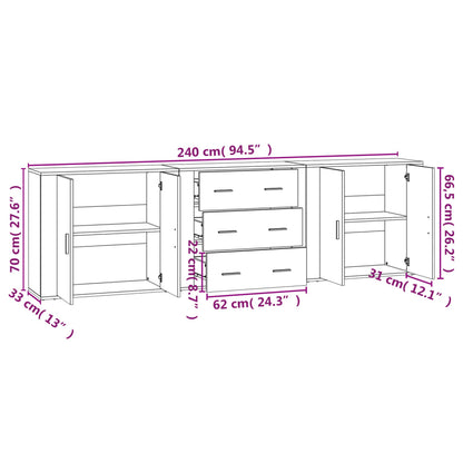 Credenze 3 pz Rovere Sonoma in Legno Multistrato - homemem39