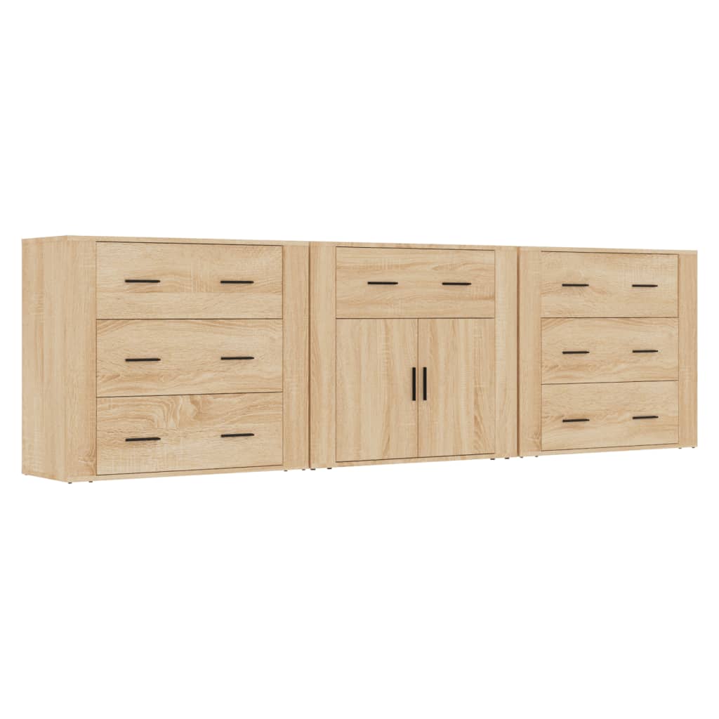 Credenze 3 pz Rovere Sonoma in Legno Multistrato - homemem39