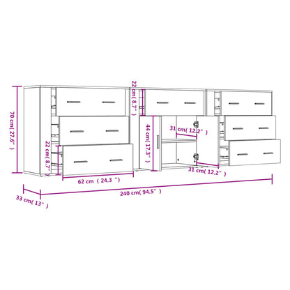 Credenze 3 pz Rovere Sonoma in Legno Multistrato - homemem39