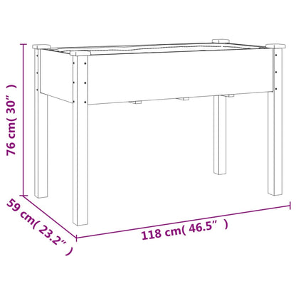 Fioriera con Fodera Grigia 118x59x76cm Legno Massello di Abete - homemem39