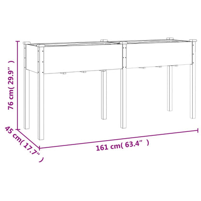 Fioriera con Fodera Grigia 161x45x76cm Legno Massello di Abete - homemem39