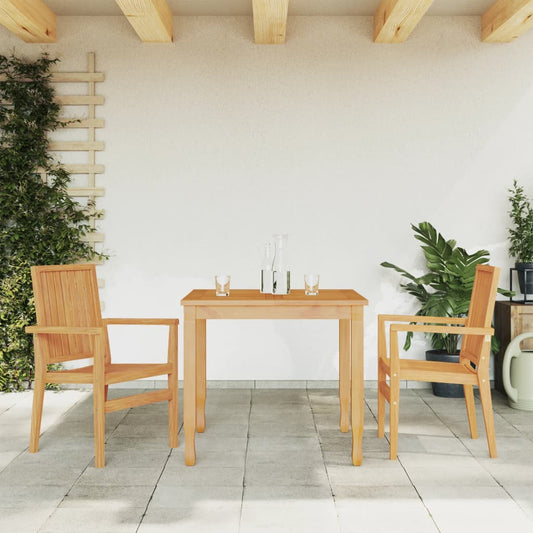 Sedie da Giardino Impilabili 2 pz 56,5x57,5x91 cm Massello Teak