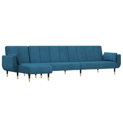 Divano Letto a L Blu 275x140x70 cm in Velluto