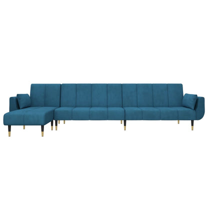 Divano Letto a L Blu 275x140x70 cm in Velluto