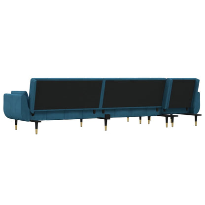 Divano Letto a L Blu 275x140x70 cm in Velluto