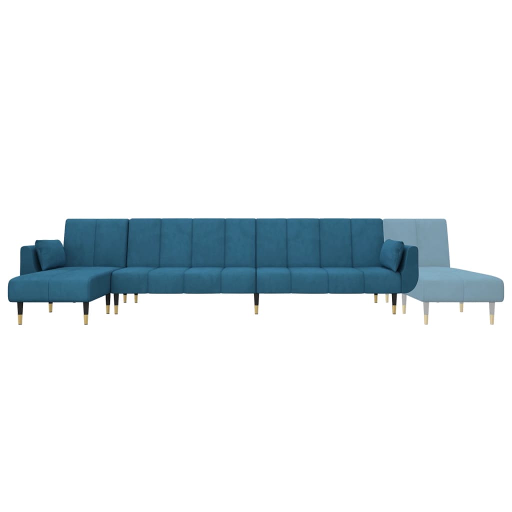 Divano Letto a L Blu 275x140x70 cm in Velluto