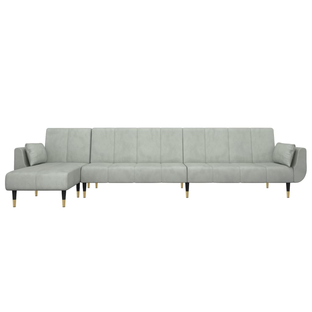 Divano Letto a L Grigio Chiaro 275x140x70 cm in Velluto