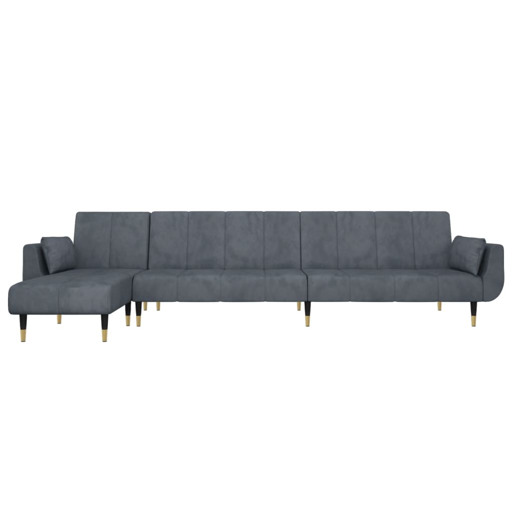 Divano Letto a L Grigio Scuro 275x140x70 cm in Velluto - homemem39