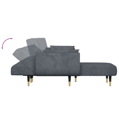 Divano Letto a L Grigio Scuro 275x140x70 cm in Velluto - homemem39