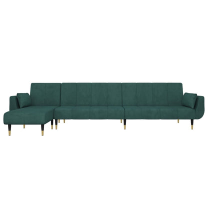 Divano Letto a L Verde Scuro 275x140x70 cm in Velluto