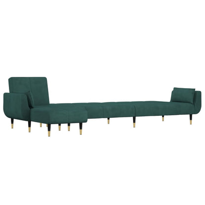 Divano Letto a L Verde Scuro 275x140x70 cm in Velluto