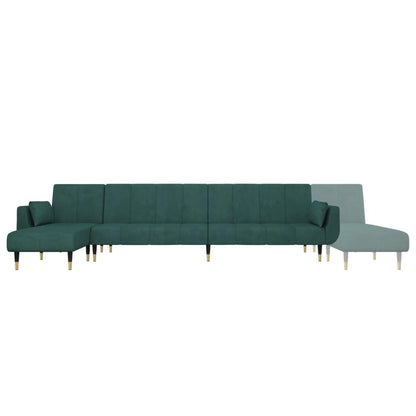 Divano Letto a L Verde Scuro 275x140x70 cm in Velluto