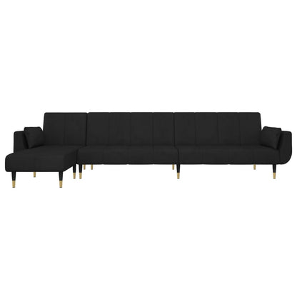 Divano Letto a L Nero 275x140x70 cm in Velluto