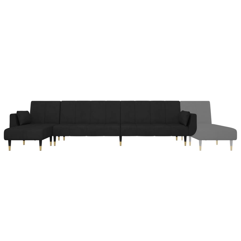 Divano Letto a L Nero 275x140x70 cm in Velluto