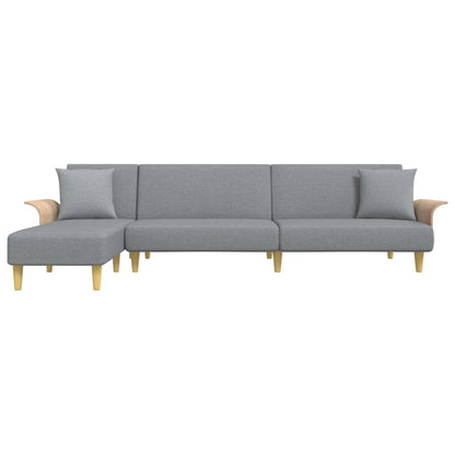 Divano Letto a L Grigio Chiaro 279x140x70 cm in Tessuto - homemem39