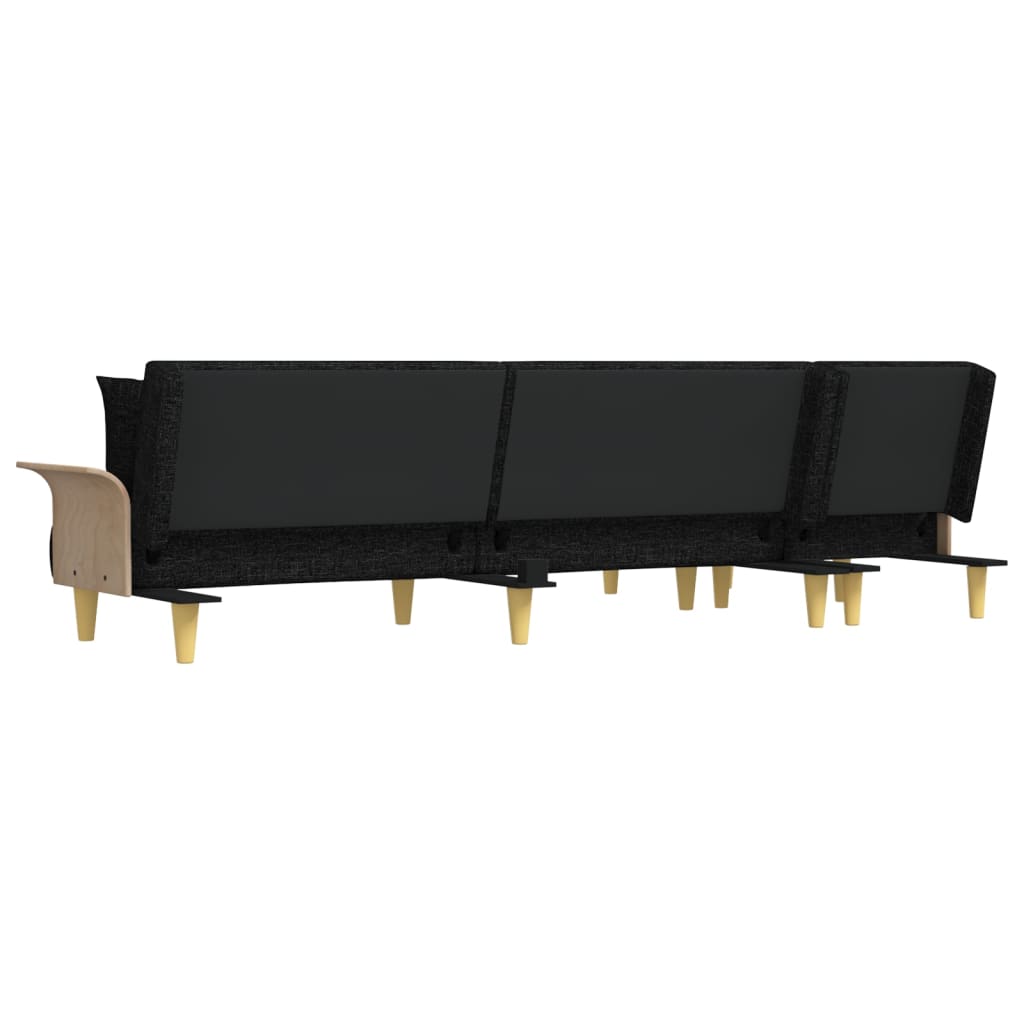 Divano Letto a L Nero 279x140x70 cm in Tessuto