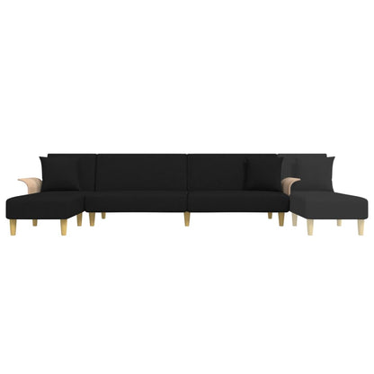 Divano Letto a L Nero 279x140x70 cm in Tessuto