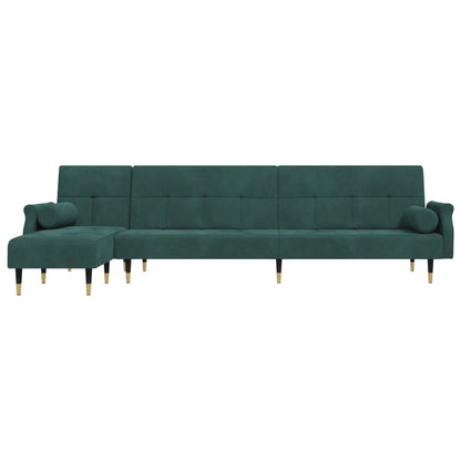 Divano Letto a L Verde Scuro 271x140x70 cm in Velluto