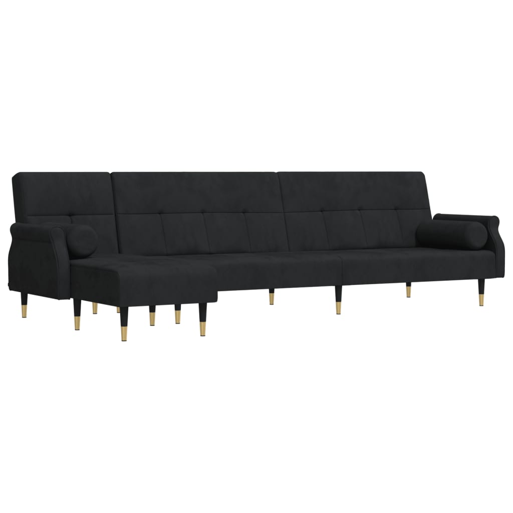 Divano Letto a L Nero 271x140x70 cm in Velluto - homemem39