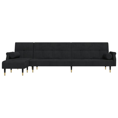 Divano Letto a L Nero 271x140x70 cm in Velluto - homemem39