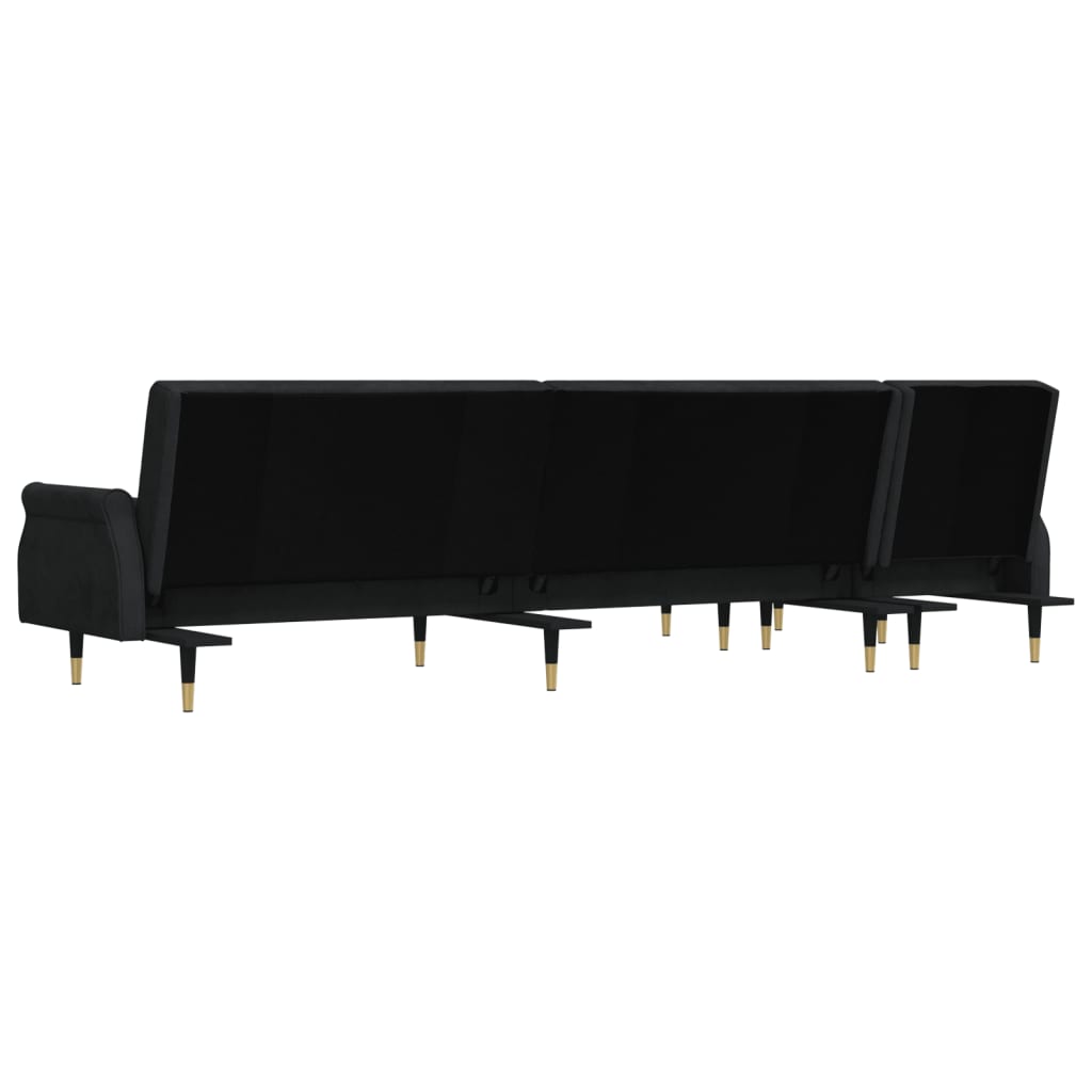 Divano Letto a L Nero 271x140x70 cm in Velluto