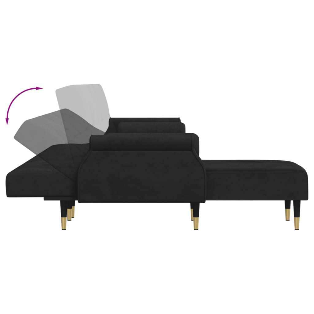 Divano Letto a L Nero 271x140x70 cm in Velluto - homemem39