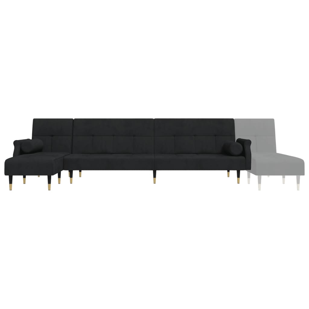 Divano Letto a L Nero 271x140x70 cm in Velluto