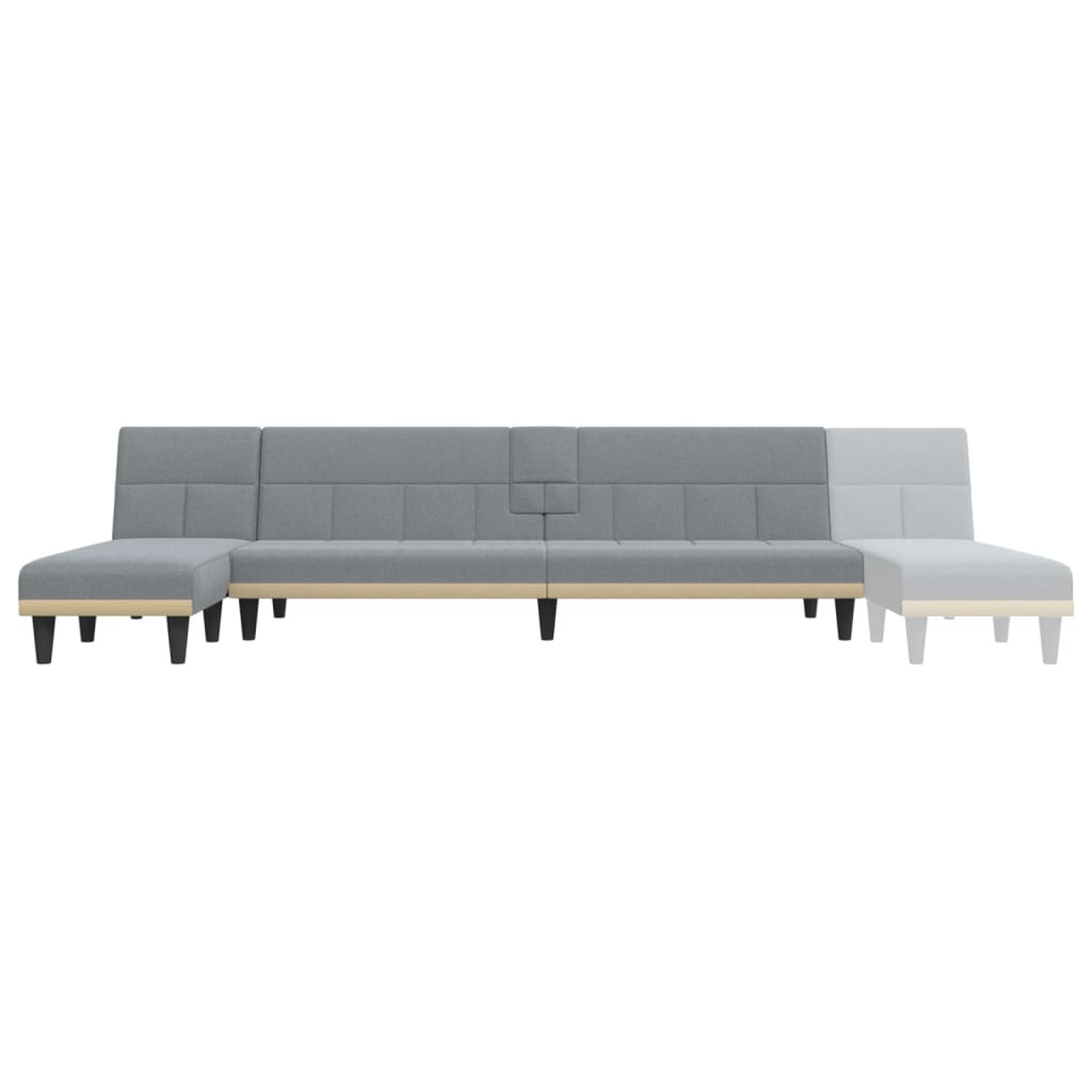 Divano Letto a L Grigio Chiaro 255x140x70 cm in Tessuto - homemem39