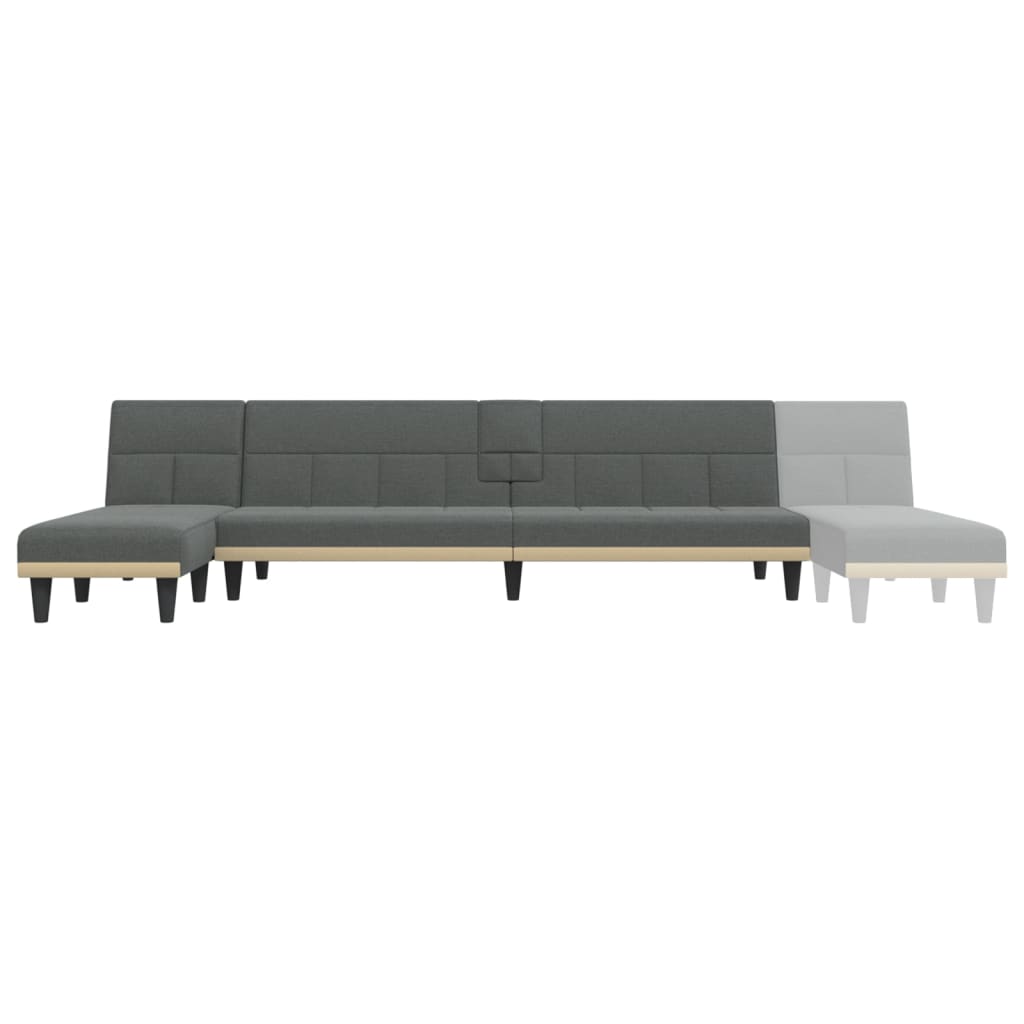 Divano Letto a L Grigio Scuro 255x140x70 cm in Tessuto