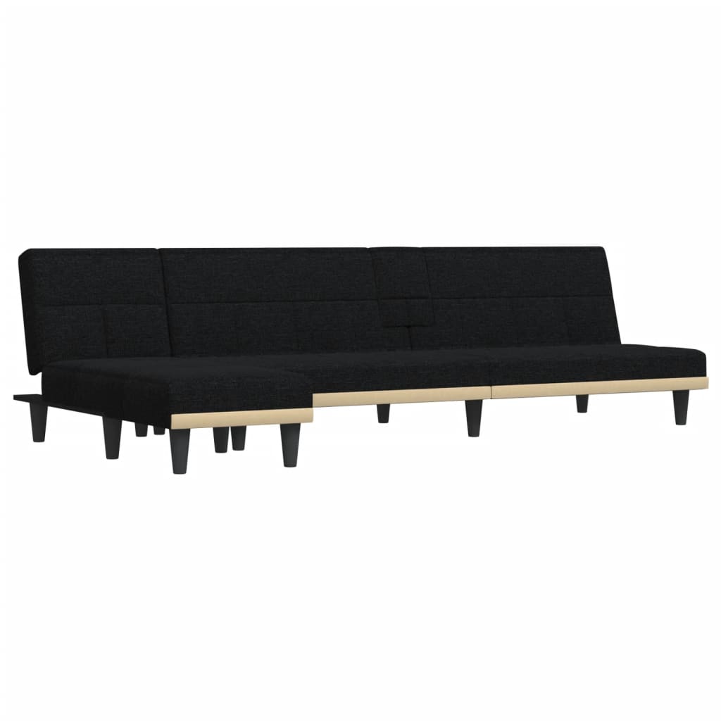 Divano Letto a L Nero 255x140x70 cm in Tessuto