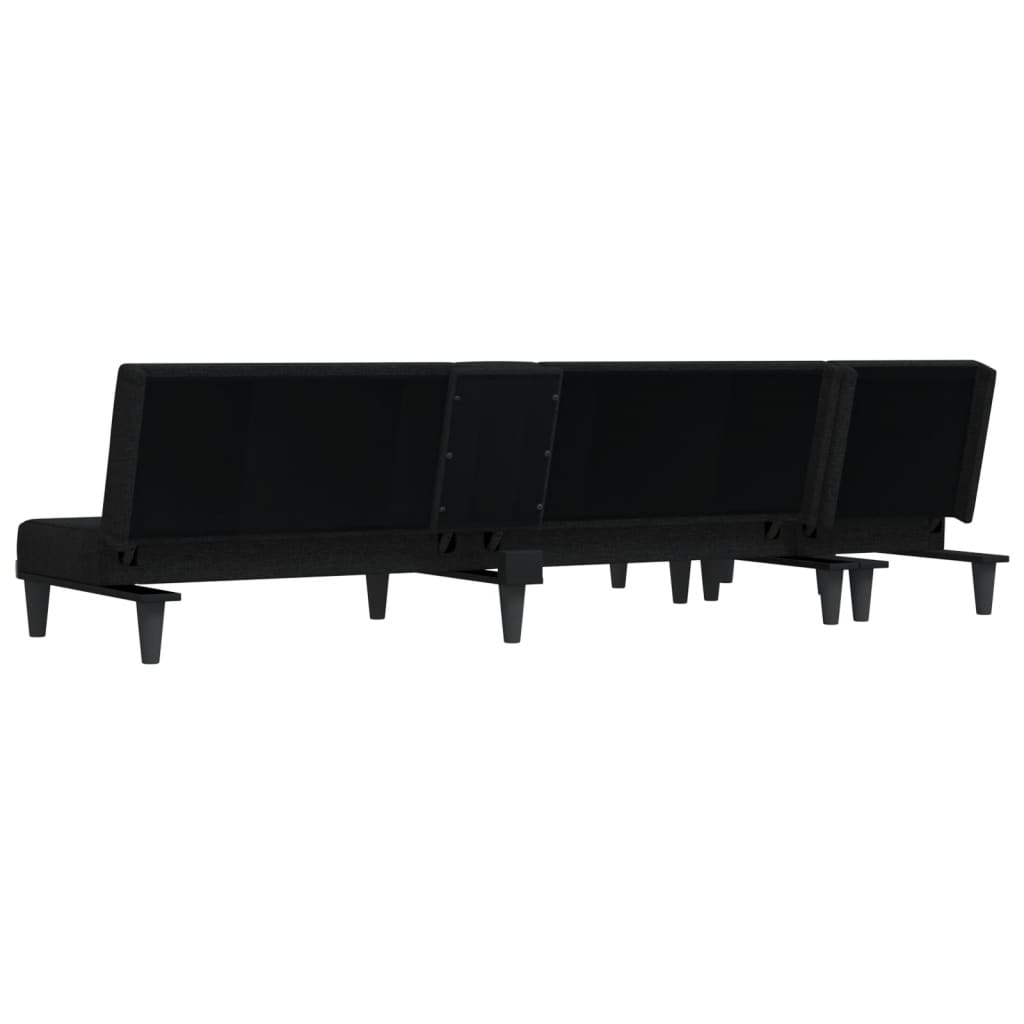 Divano Letto a L Nero 255x140x70 cm in Tessuto