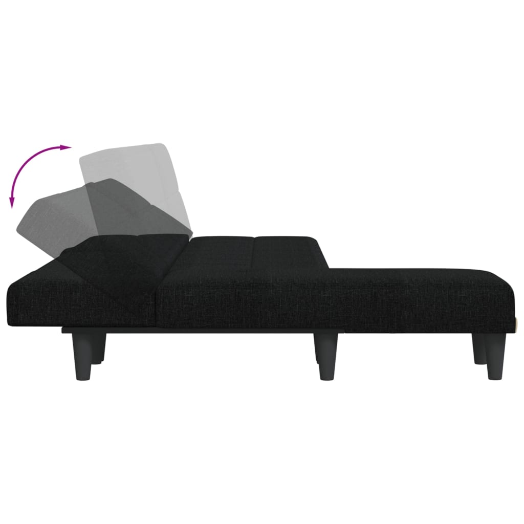 Divano Letto a L Nero 255x140x70 cm in Tessuto