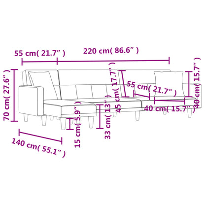 Divano Letto a L Grigio Chiaro 275x140x70 cm in Tessuto - homemem39