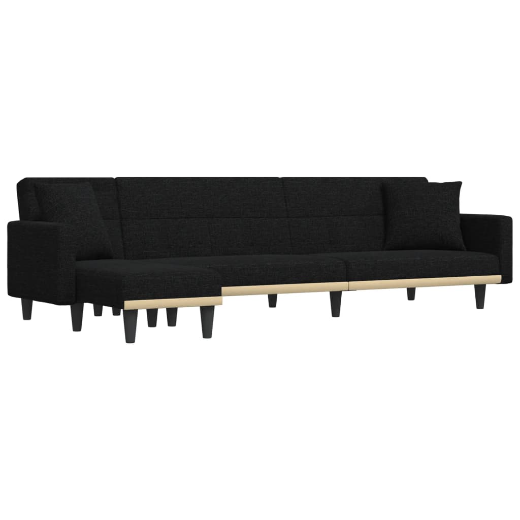 Divano Letto a L Nero 275x140x70 cm in Tessuto