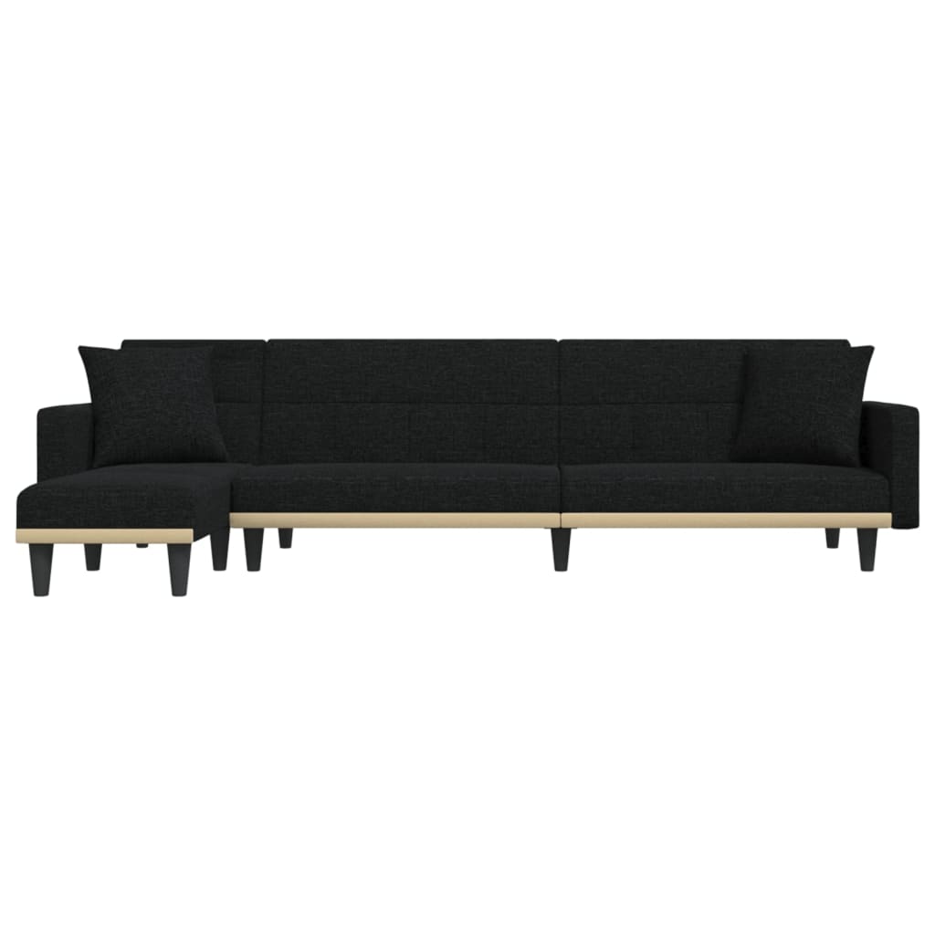 Divano Letto a L Nero 275x140x70 cm in Tessuto