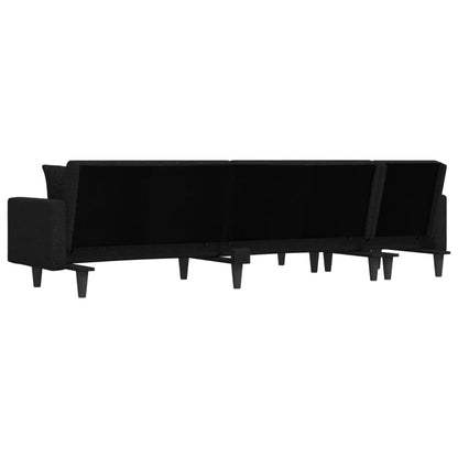 Divano Letto a L Nero 275x140x70 cm in Tessuto