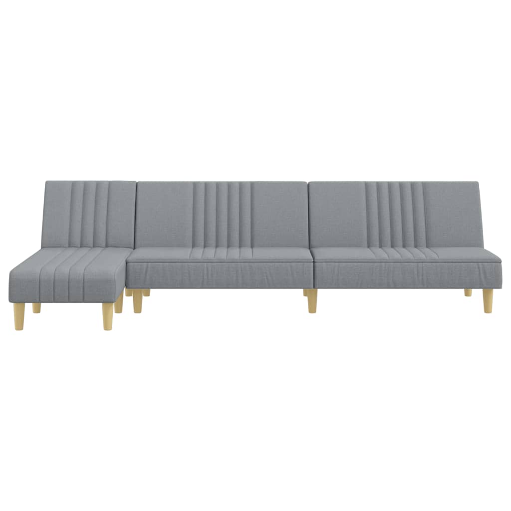 Divano Letto a L Grigio Chiaro 255x140x70 cm in Tessuto - homemem39