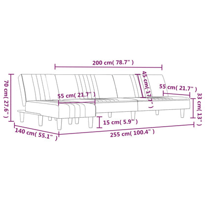 Divano Letto a L Grigio Chiaro 255x140x70 cm in Tessuto - homemem39