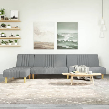 Divano Letto a L Grigio Chiaro 255x140x70 cm in Tessuto - homemem39