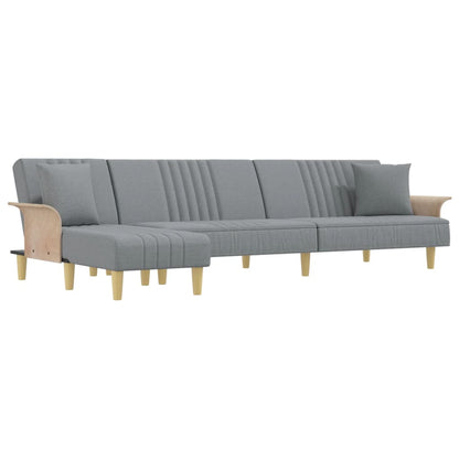 Divano Letto a L Grigio Chiaro 279x140x70 cm in Tessuto - homemem39