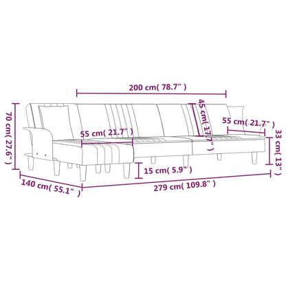 Divano Letto a L Grigio Chiaro 279x140x70 cm in Tessuto - homemem39