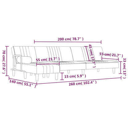 Divano Letto a L Grigio Scuro 260x140x70 cm in Velluto