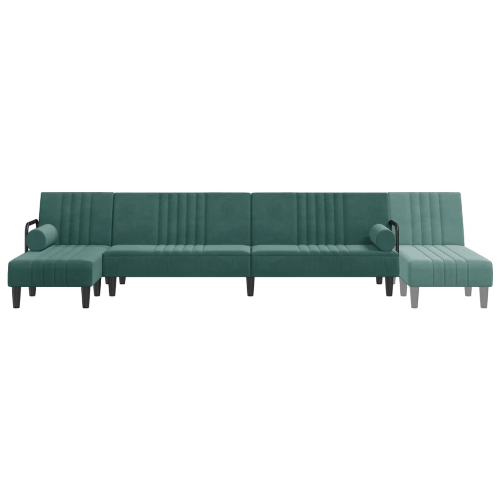 Divano Letto a L Verde Scuro 260x140x70 cm in Velluto