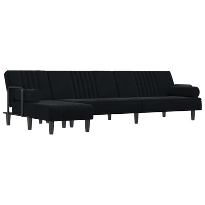 Divano Letto a L Nero 260x140x70 cm in Velluto - homemem39