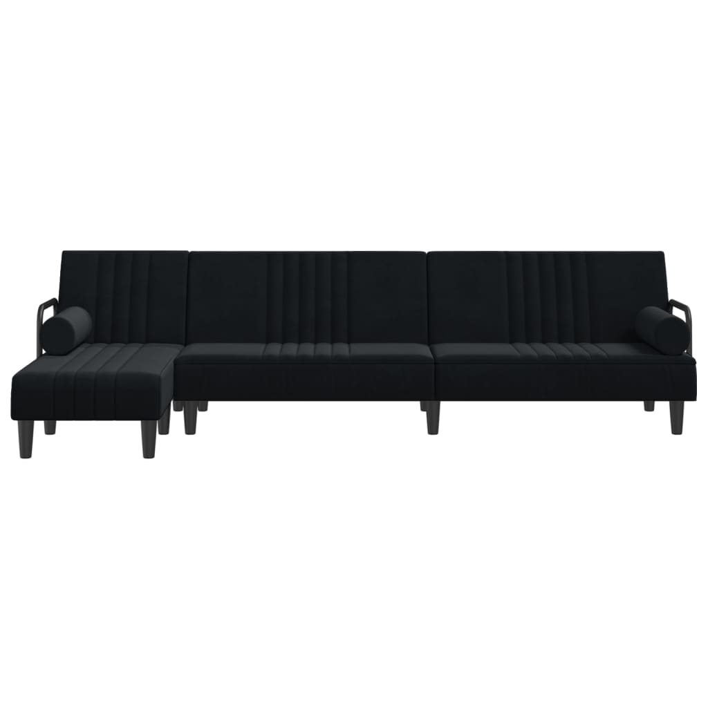 Divano Letto a L Nero 260x140x70 cm in Velluto - homemem39