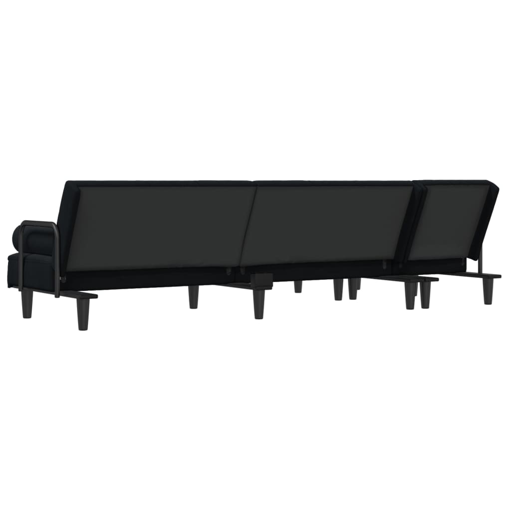 Divano Letto a L Nero 260x140x70 cm in Velluto - homemem39